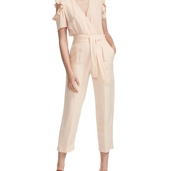 Maje jumpsuit belted cream coral size 36 - Picture 6 of 11